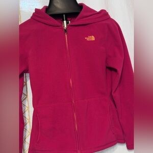 North Face Girls or Junior fleece size XL Pink with orange detail